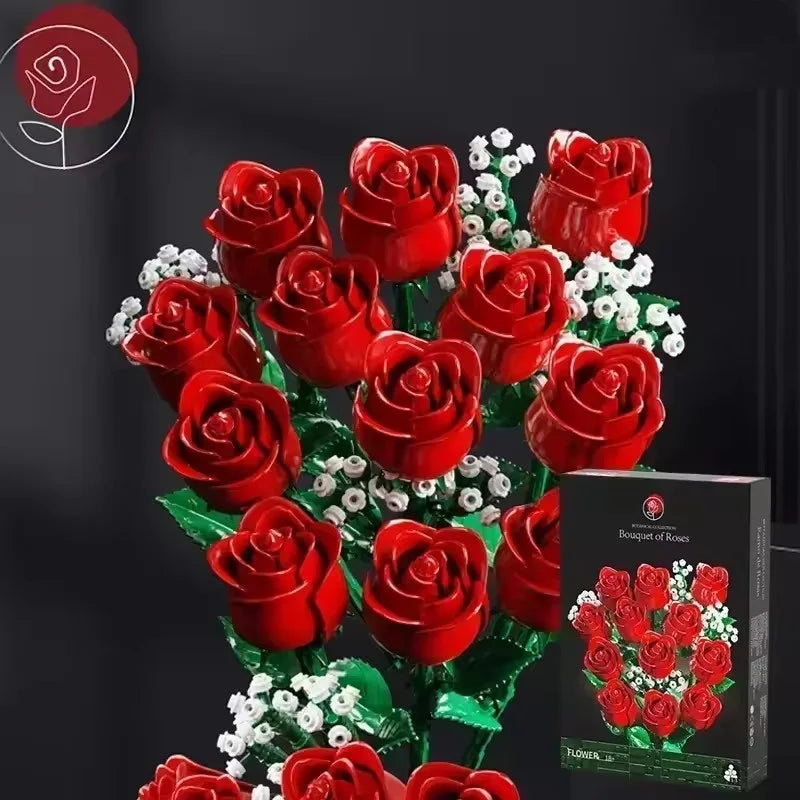 Romantic Rose Bouquet Building Blocks - Everlasting Valentine’s Day Gift